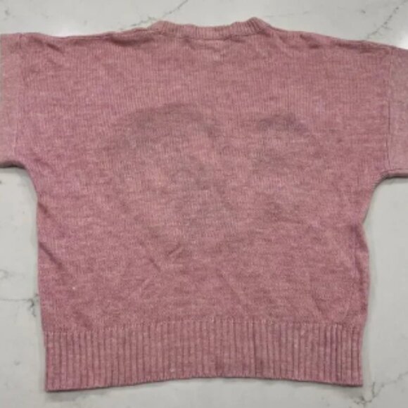 Sunday Comics Sweater M Vintage Mickey Minnie Flowers Short Sleeve Pink Textured - Picture 2 of 6